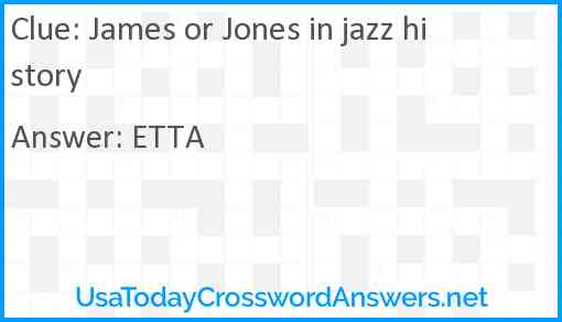 James or Jones in jazz history Answer