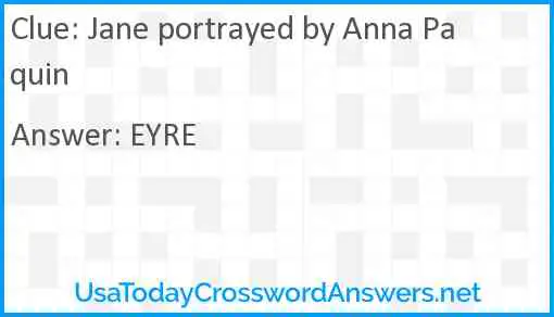 Jane portrayed by Anna Paquin Answer