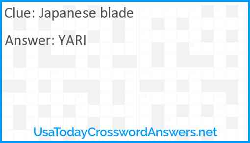 Japanese blade crossword clue UsaTodayCrosswordAnswers net