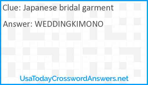 Japanese bridal garment Answer