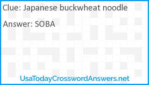 Japanese buckwheat noodle Answer