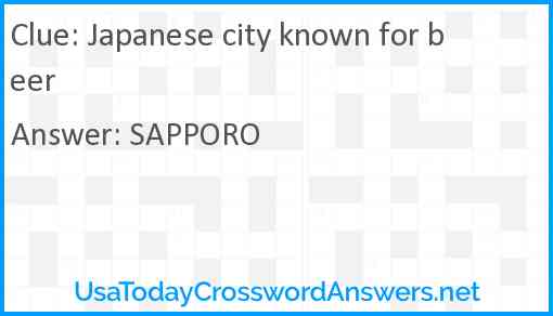 Japanese city known for beer Answer