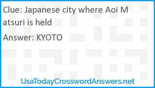 Japanese city where Aoi Matsuri is held Answer