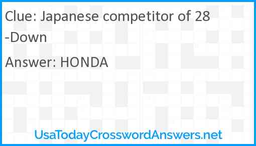 Japanese competitor of 28-Down Answer