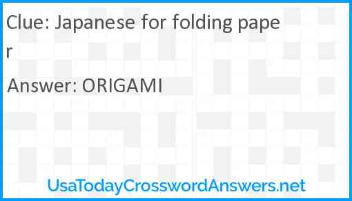 Japanese for folding paper Answer