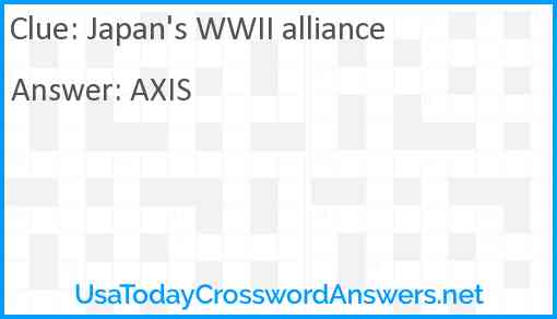 Japan's WWII alliance Answer