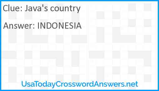 Java's country Answer