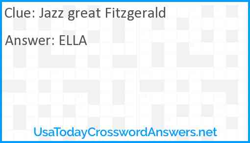 Jazz great Fitzgerald Answer