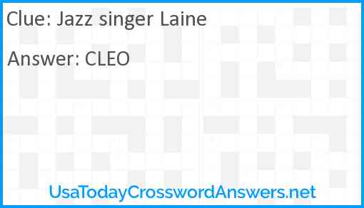 Jazz singer Laine Answer