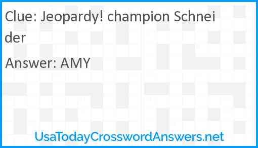 Jeopardy! champion Schneider Answer