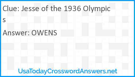 Jesse of the 1936 Olympics Answer
