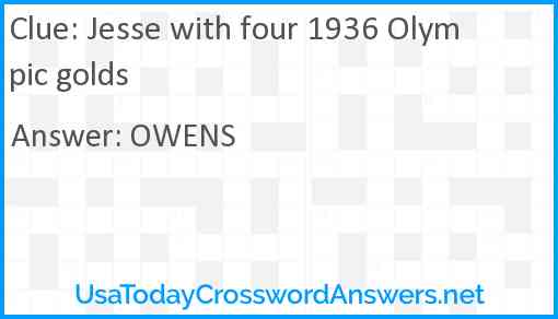 Jesse with four 1936 Olympic golds Answer
