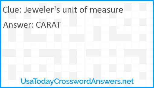 Jeweler's unit of measure Answer
