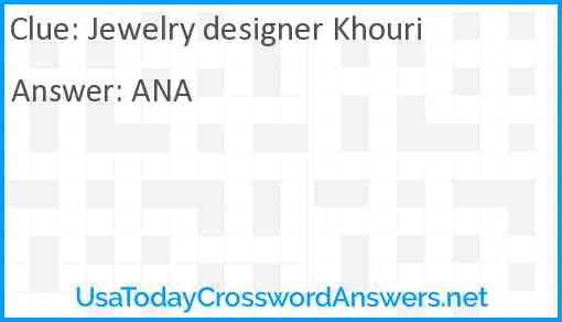 Jewelry designer Khouri Answer