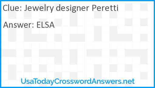 Jewelry designer Peretti Answer