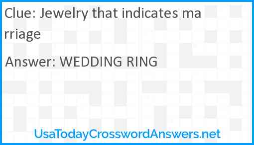 Jewelry that indicates marriage Answer