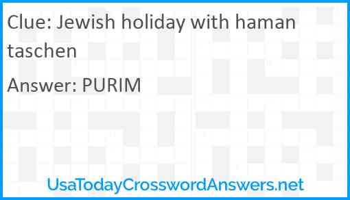 Jewish holiday with hamantaschen Answer
