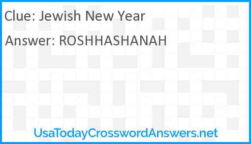 Jewish New Year Answer
