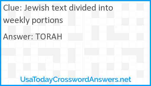 Jewish text divided into weekly portions Answer