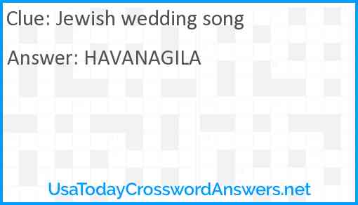 Jewish wedding song Answer