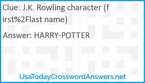 J.K. Rowling character (first%2Flast name) Answer