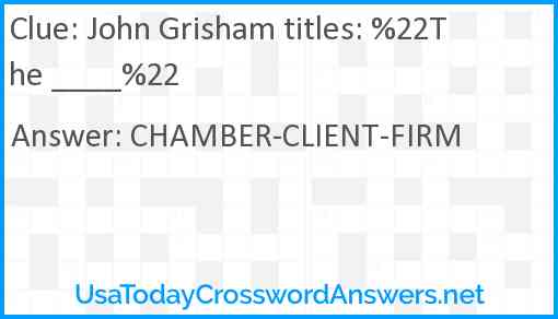 John Grisham titles: %22The ____%22 Answer