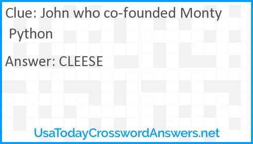 John who co-founded Monty Python Answer