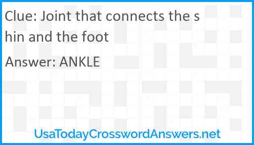 Joint that connects the shin and the foot Answer