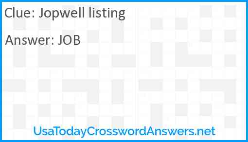 Jopwell listing Answer