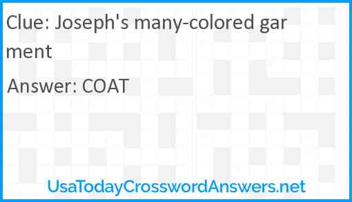 Joseph's many-colored garment Answer