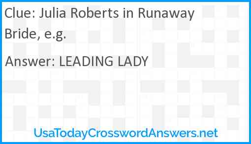 Julia Roberts in Runaway Bride, e.g. Answer