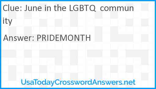 June in the LGBTQ  community Answer