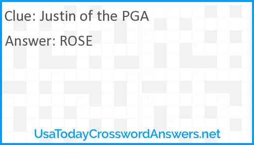 Justin of the PGA Answer
