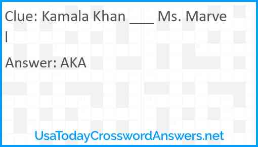 Kamala Khan ___ Ms. Marvel Answer