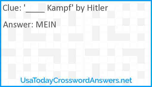 '____ Kampf' by Hitler Answer