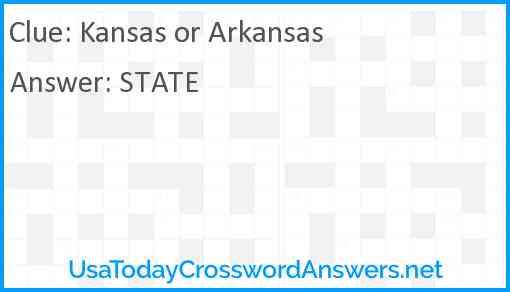 Kansas or Arkansas Answer