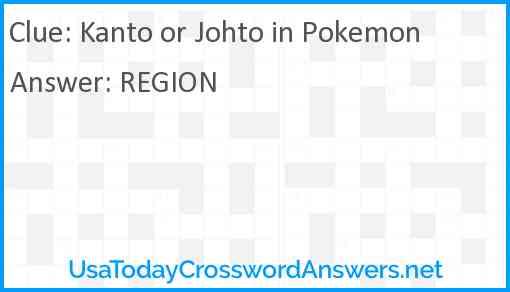 Kanto or Johto in Pokemon Answer