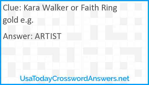 Kara Walker or Faith Ringgold e.g. Answer