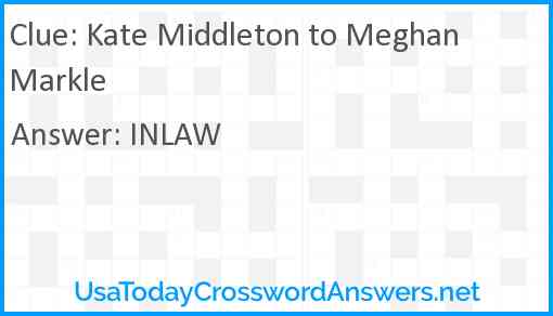Kate Middleton to Meghan Markle Answer