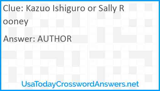 Kazuo Ishiguro or Sally Rooney Answer