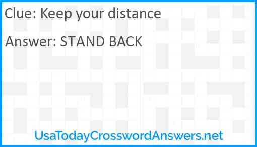 Keep your distance Answer