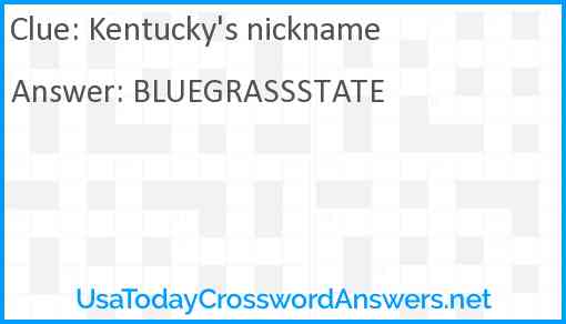 Kentucky's nickname Answer