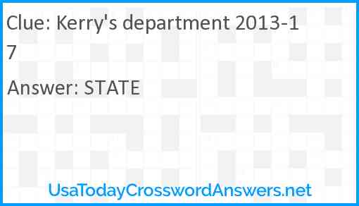 Kerry's department 2013-17 Answer