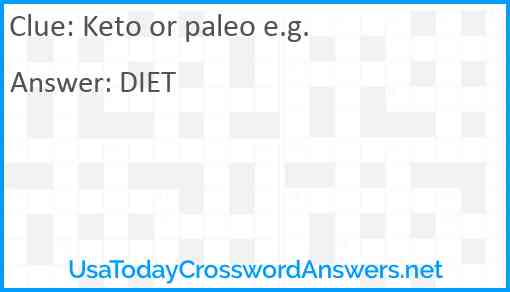 Keto or paleo e.g. Answer