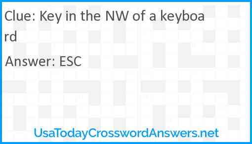 Key in the NW of a keyboard Answer