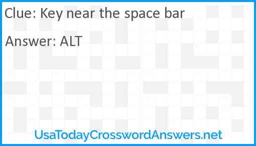 Key near the space bar Answer