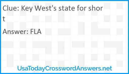 Key West's state for short Answer