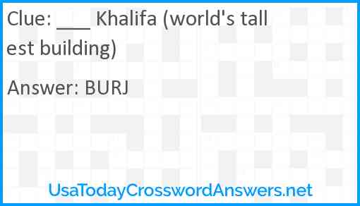 ___ Khalifa (world's tallest building) Answer