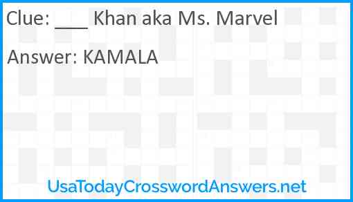 ___ Khan aka Ms. Marvel Answer