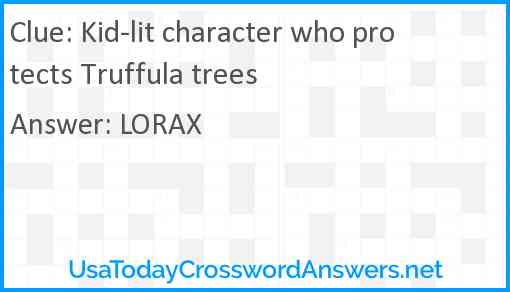 Kid-lit character who protects Truffula trees Answer